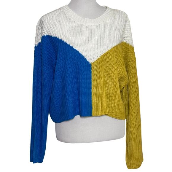 SINCERELY JULES COLORBLOCK CROPPED KNIT SWEATER NWT SZ L - Picture 2 of 10